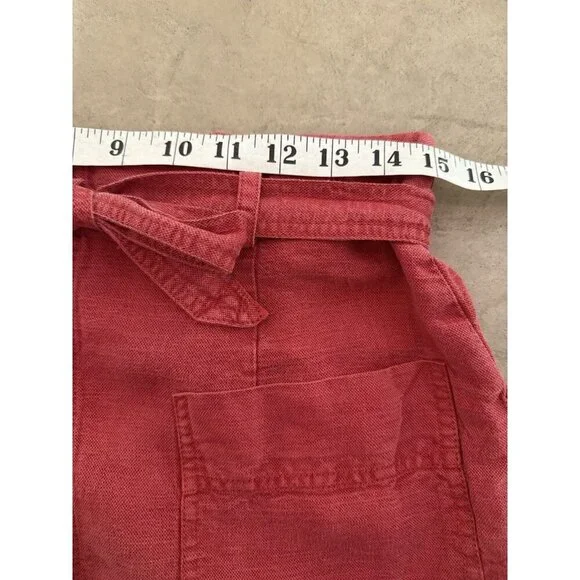 C&C California Women’s Red Button Front Skirt Size M Linen Blend Tie Waist - Picture 3 of 6
